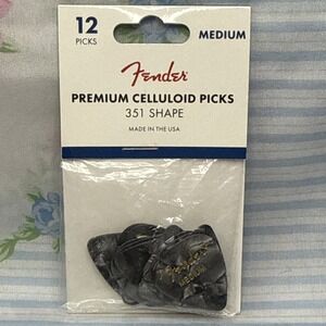 Fender Premium Celluloid Guitar Picks 351 Shape Medium Black Moto – 12 Pack New